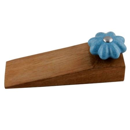 2 Pieces Turquoise Crackle Ceramic Wooden Door Stopper